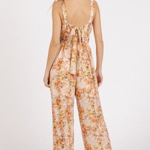 Mittoshop Flower Print Jumpsuit - Gathered Bust Sleeveless Style