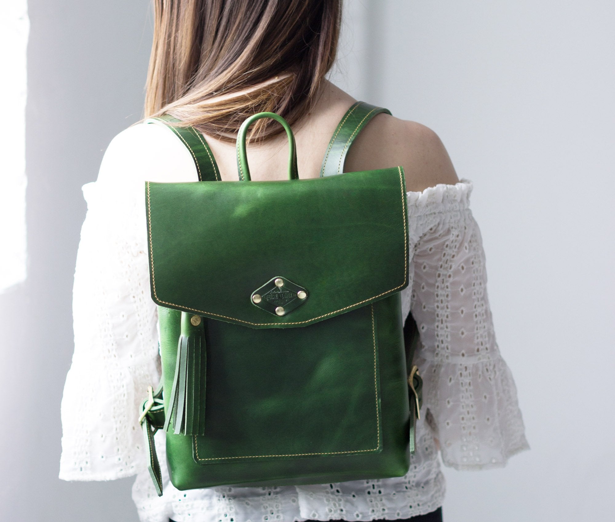 Full Grain Leather Rucksack, view 4