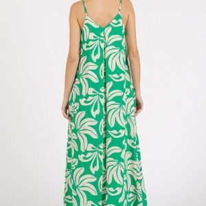 Mittoshop Printed V-Neck Maxi Cami Dress with Pockets
