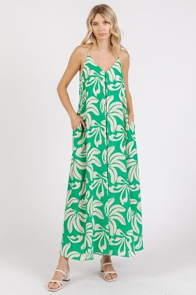 Mittoshop Printed V-Neck Maxi Cami Dress with Pockets, view 2
