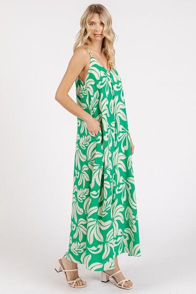 Mittoshop Printed V-Neck Maxi Cami Dress with Pockets, view 3